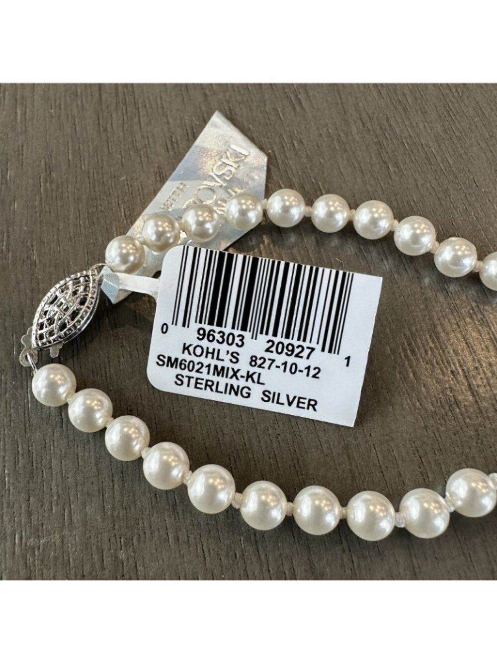 Sterling Silver Swarovski Crystal Pendant Necklace 17” Glass Pearl Bead NWT $525 - Picture 7 of 8